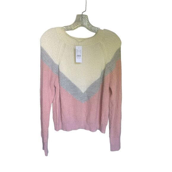 NWT LA Hearts PAC Sun Tri Color Block Fuzzy Knit Cropped Sweater Size M - Picture 1 of 12